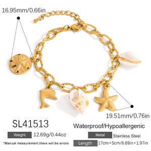 1 Stück Ozeanisches Edelstahl-Armband mit wasserdichtem Anhänger in Goldfarbe h5 Bild2