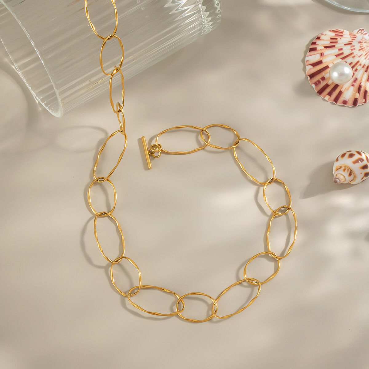 1 Piece Stainless Steel Waterproof Gold Color Chain Necklace h5 Picture4