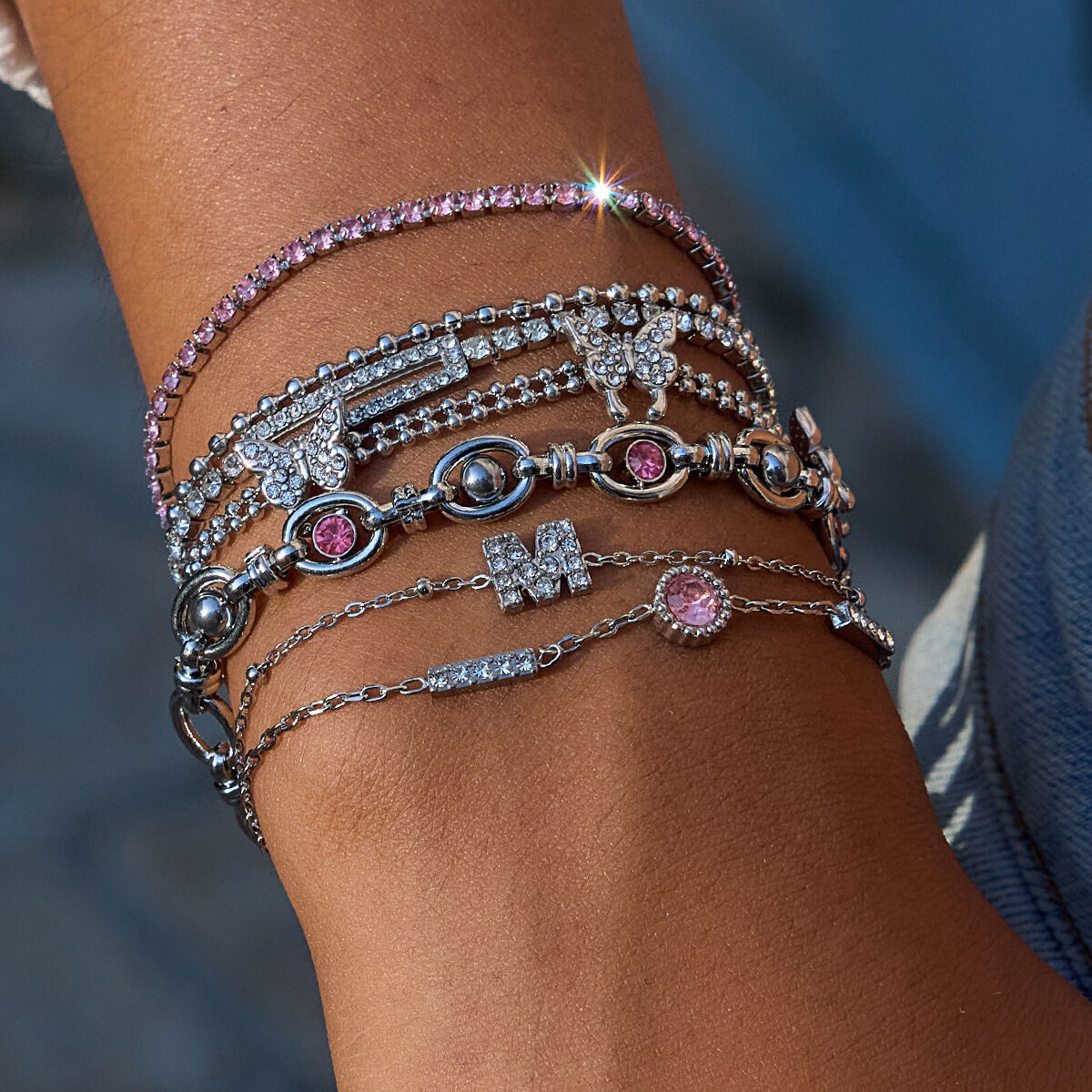 1 stuk luxe serie schattige letter roestvrijstalen waterdichte damesarmband met schakels
