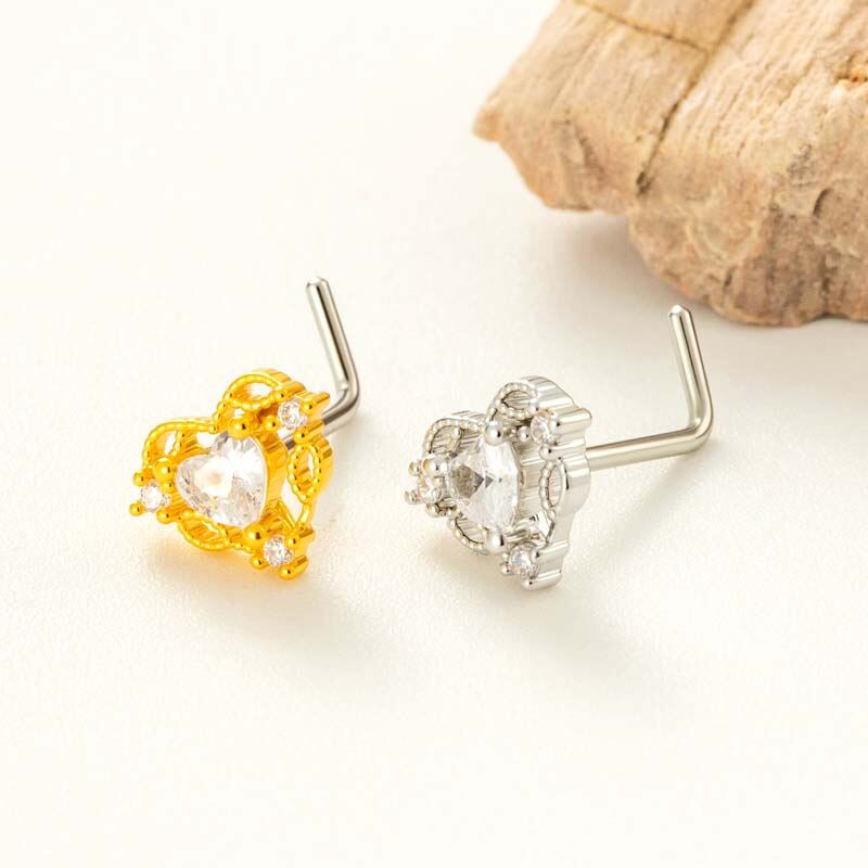 1 Piece Copper Gold Color Zircon  Nose Stud