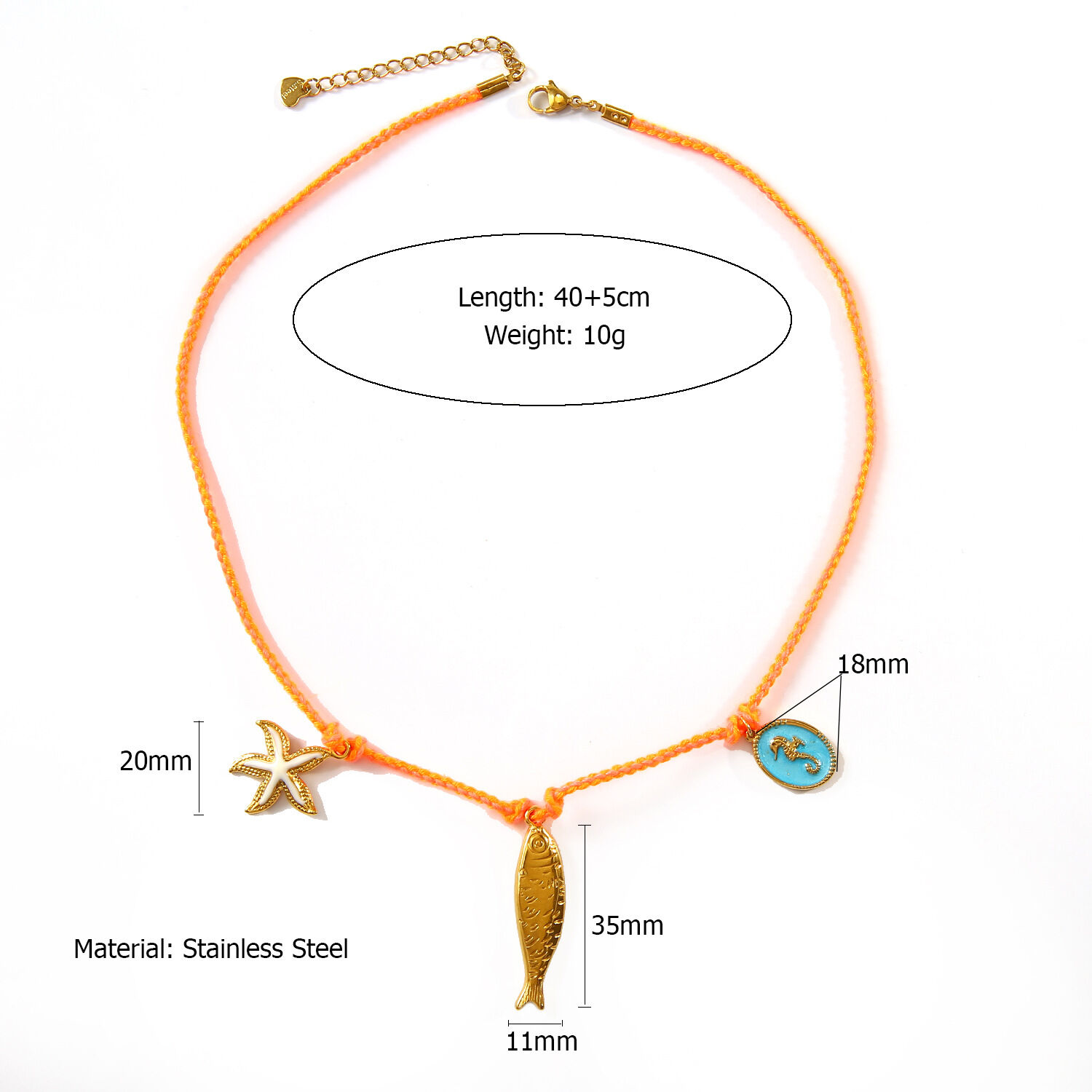 Contrast Color Fish Stainless Steel Waterproof Gold Color Women's Pendant Necklaces Picture2