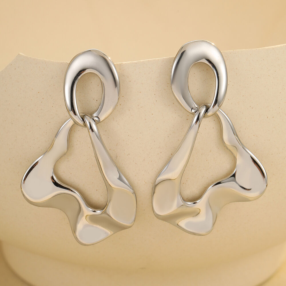 Elegant Geometric Stainless Steel Waterproof Gold Color Women's Dangle Earrings h5Picture4