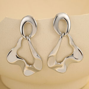 Elegant Geometric Stainless Steel Waterproof Gold Color Women's Dangle Earrings h5 Picture4
