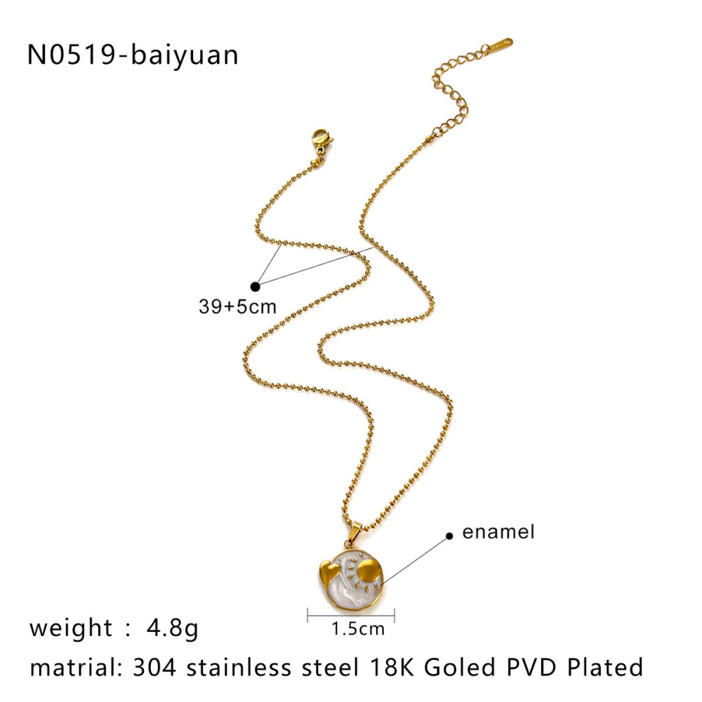 Collana Con Ciondolo Color Oro Impermeabile In Acciaio Inossidabile Con Tarocchi Smaltati Da 1 Pezzo Immagine2