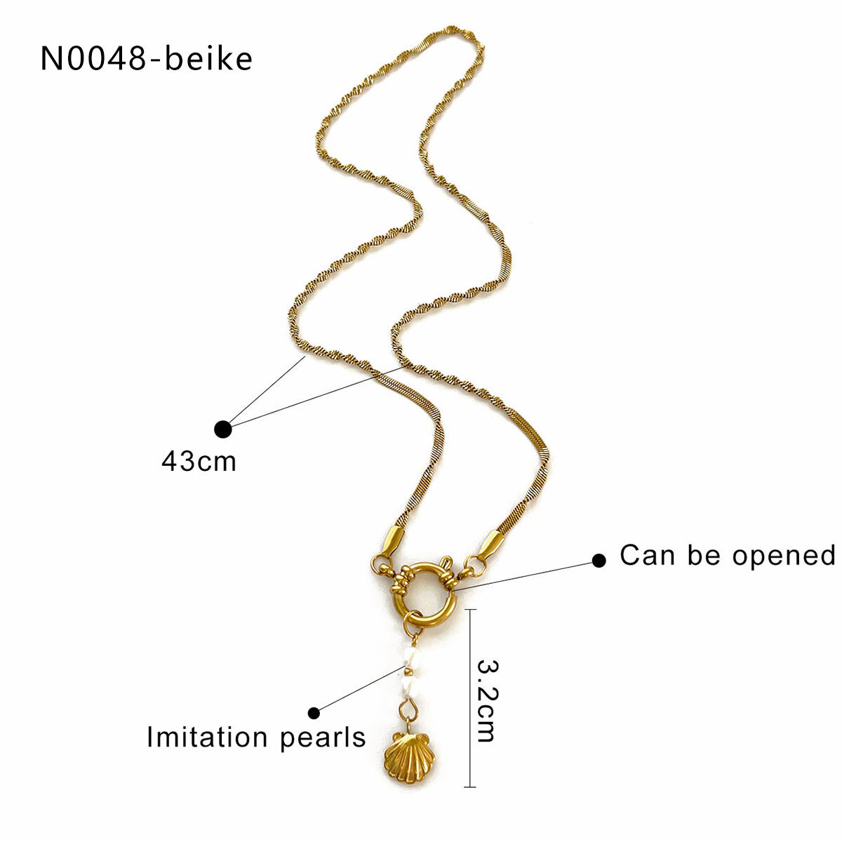 Gold Pearl Shell Necklace Picture4
