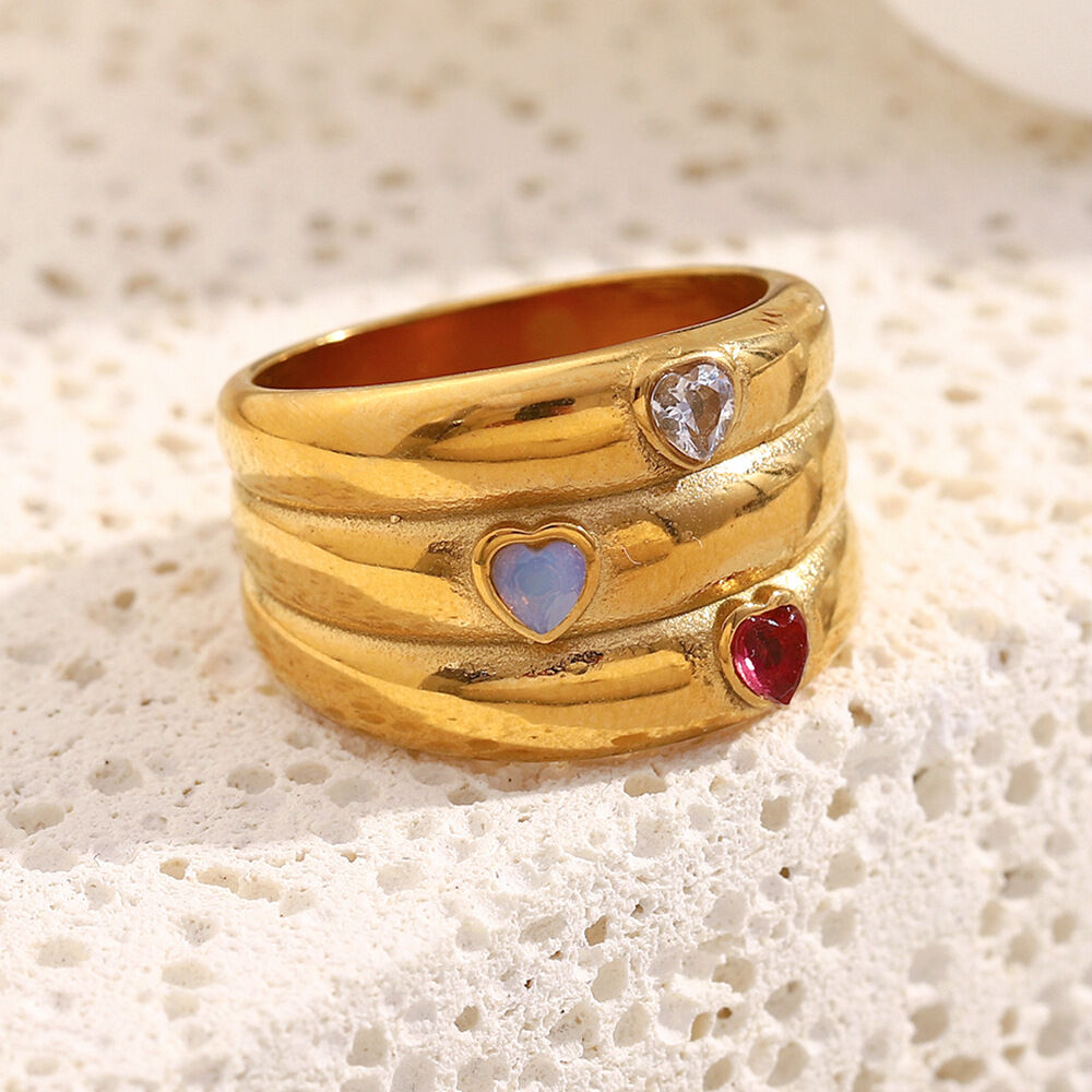 Simple Series Retro Solid Color Stainless Steel Waterproof Statement Rings