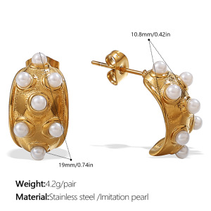 1 Pair Gold Color Pearl Drop Earrings h5 Picture2