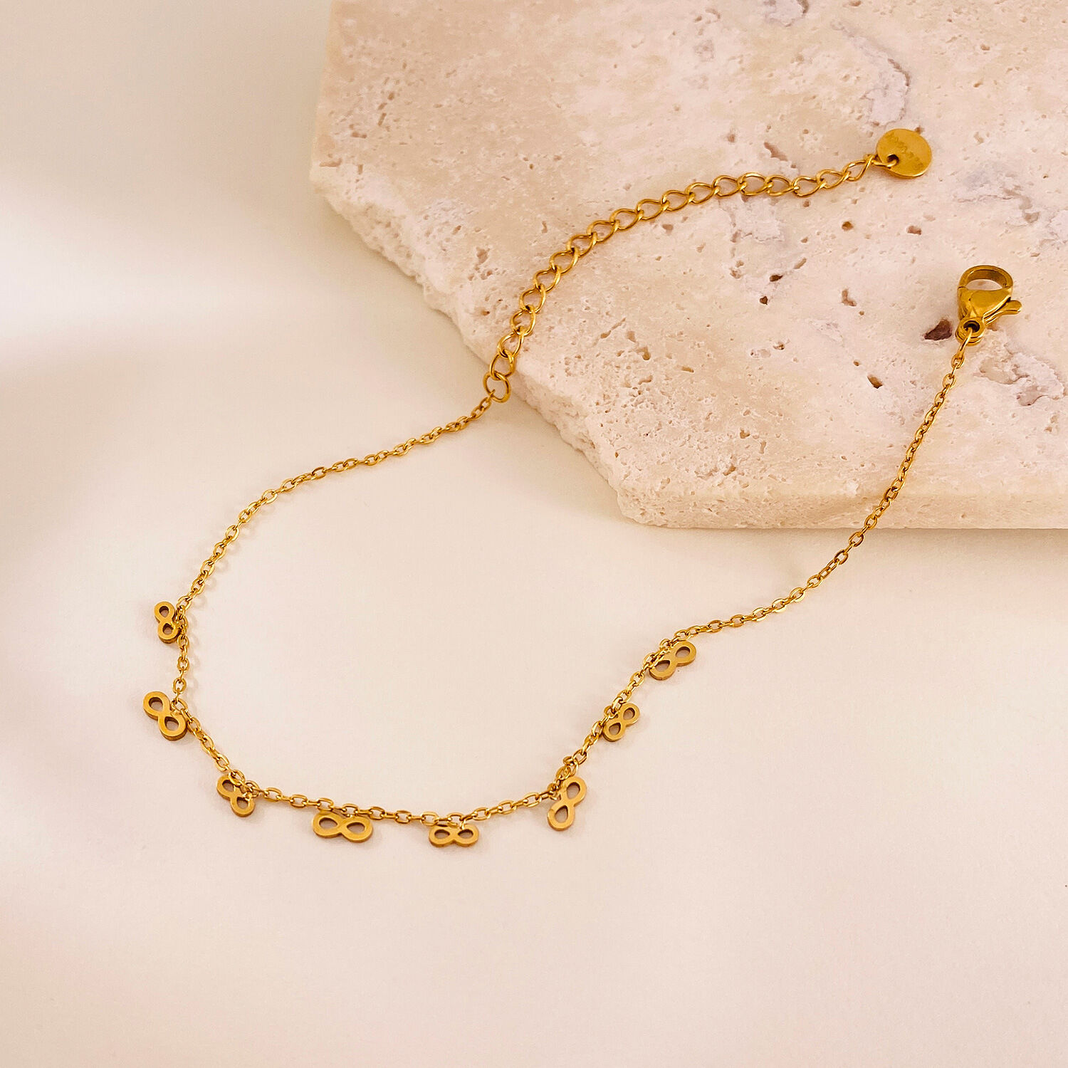Braccialetti a catena da donna color oro impermeabili in acciaio inossidabile con simbolo dell'infinito personalizzabili da 1 pezzo h5 Immagine3