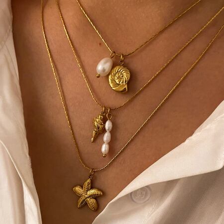 Collana con ciondolo color oro in acciaio inossidabile oceanico da 1 pezzo 2