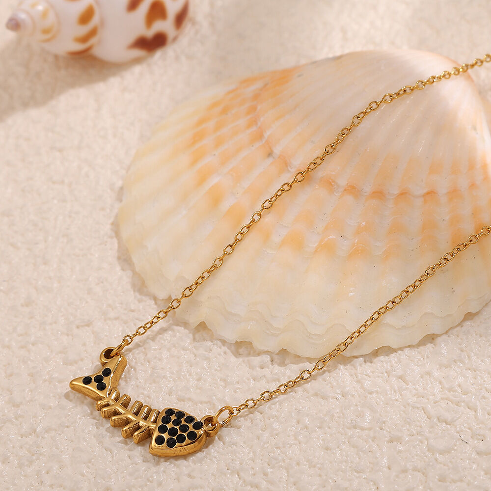 Collana con ciondolo color oro impermeabile in acciaio inossidabile con 1 pezzo di animale h5 Immagine3