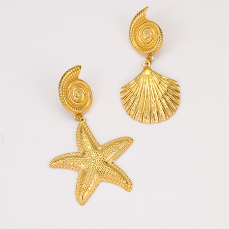 Pendientes colgantes de tortuga de vacaciones de acero inoxidable, resistentes al agua, color dorado, para mujer