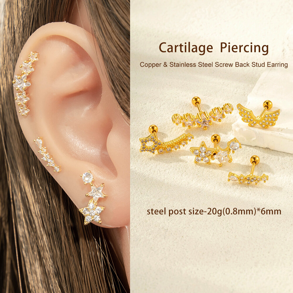 1 Piece Copper Zircon Piercings Earring h5 Picture4