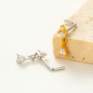 1 Piece Droplet Copper Gold Color Zircon Women's Nose Stud h5 Picture3