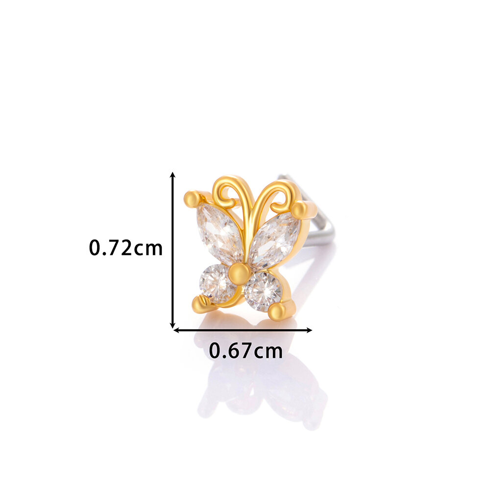 1 pezzo di perno nasale in zircone color rame e oro h5 Immagine2