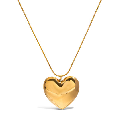 1 Piece Classic Big Heart Stainless Steel Waterproof Gold Color Women's Pendant Necklaces