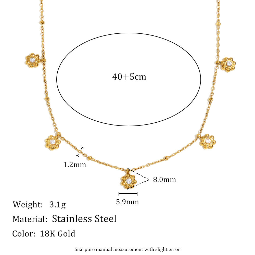 Chain Collection Zirkonia Blumenclip Perlenkette - Gold Bild9