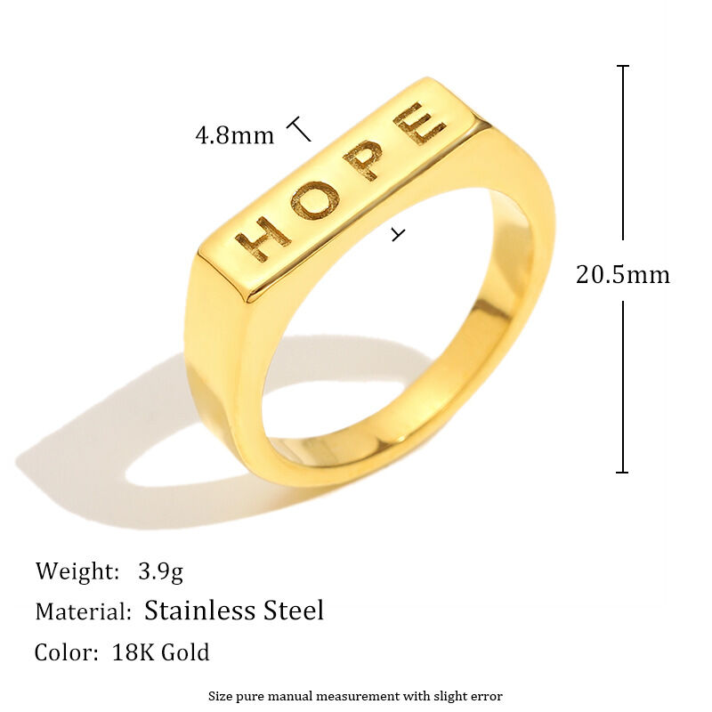1 Piece Letter Gold Color Women's Signet Rings h5Picture3
