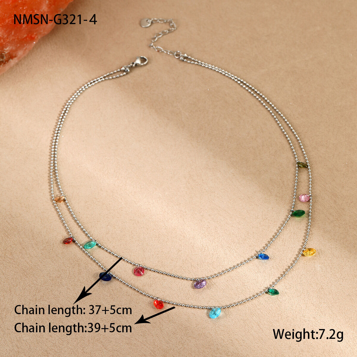 Nmsn-G321-4 Steel Color Diamond Double Necklace Picture15