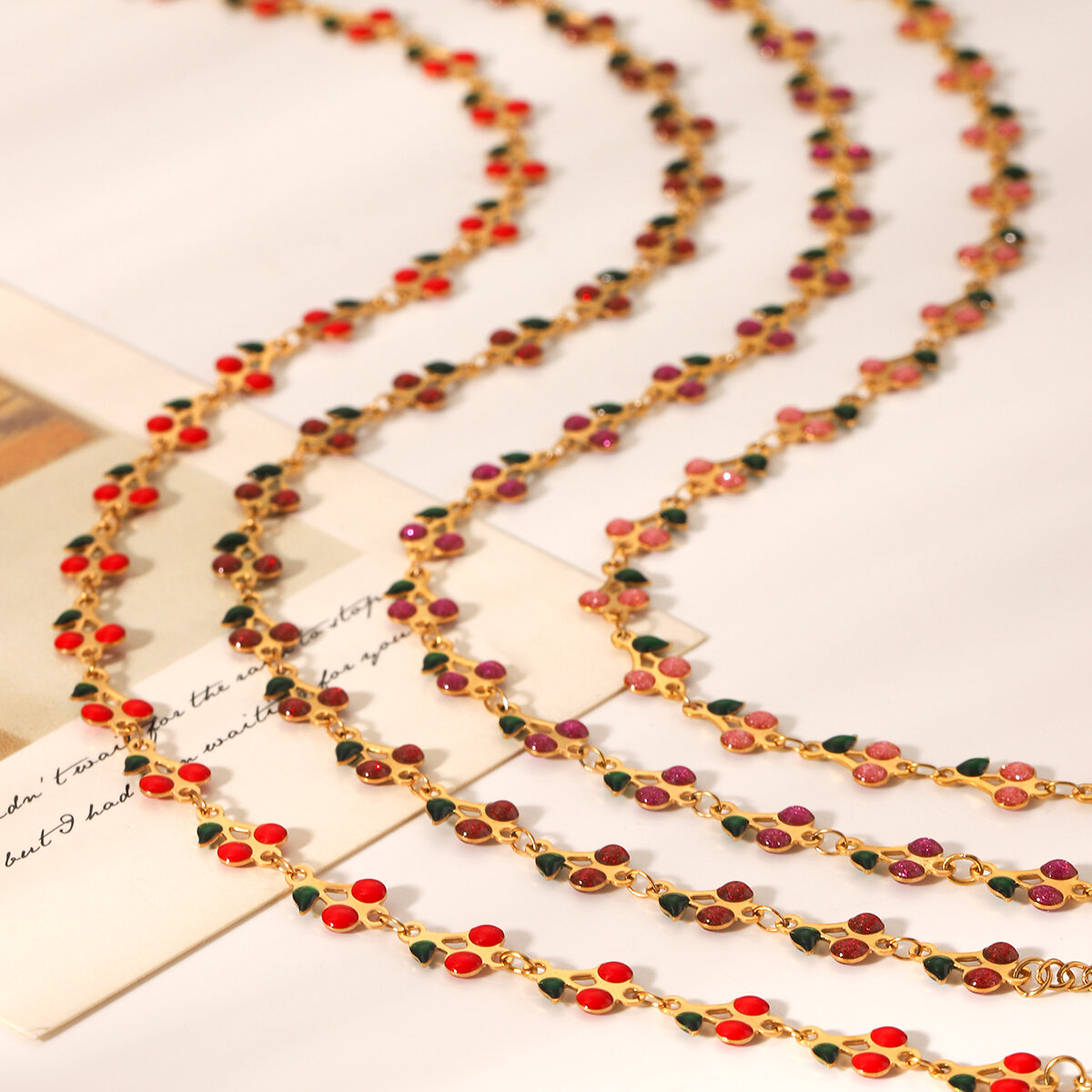 Sweet Plant Stainless Steel Waterproof  Gold Color  Women's Chain Necklaces Picture7