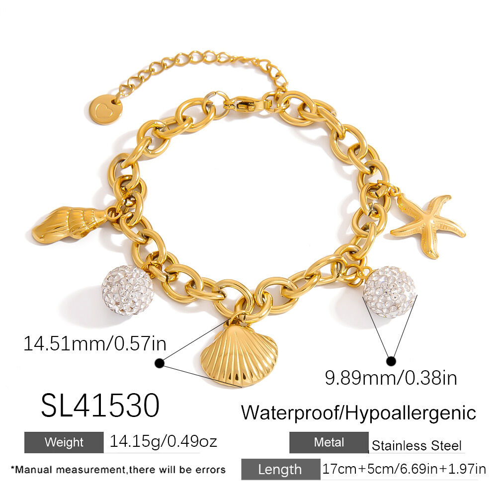 Casual Turtle Stainless Steel Waterproof  Gold Color Women's Charm Bracelets Picture2