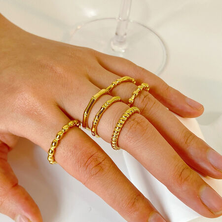 1 Piece Stainless Steel Waterproof Gold Color Minimalist Ring 2
