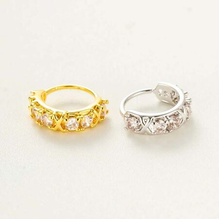 1 Piece Geometric Copper Gold Color Zircon Women's Nose Stud 2