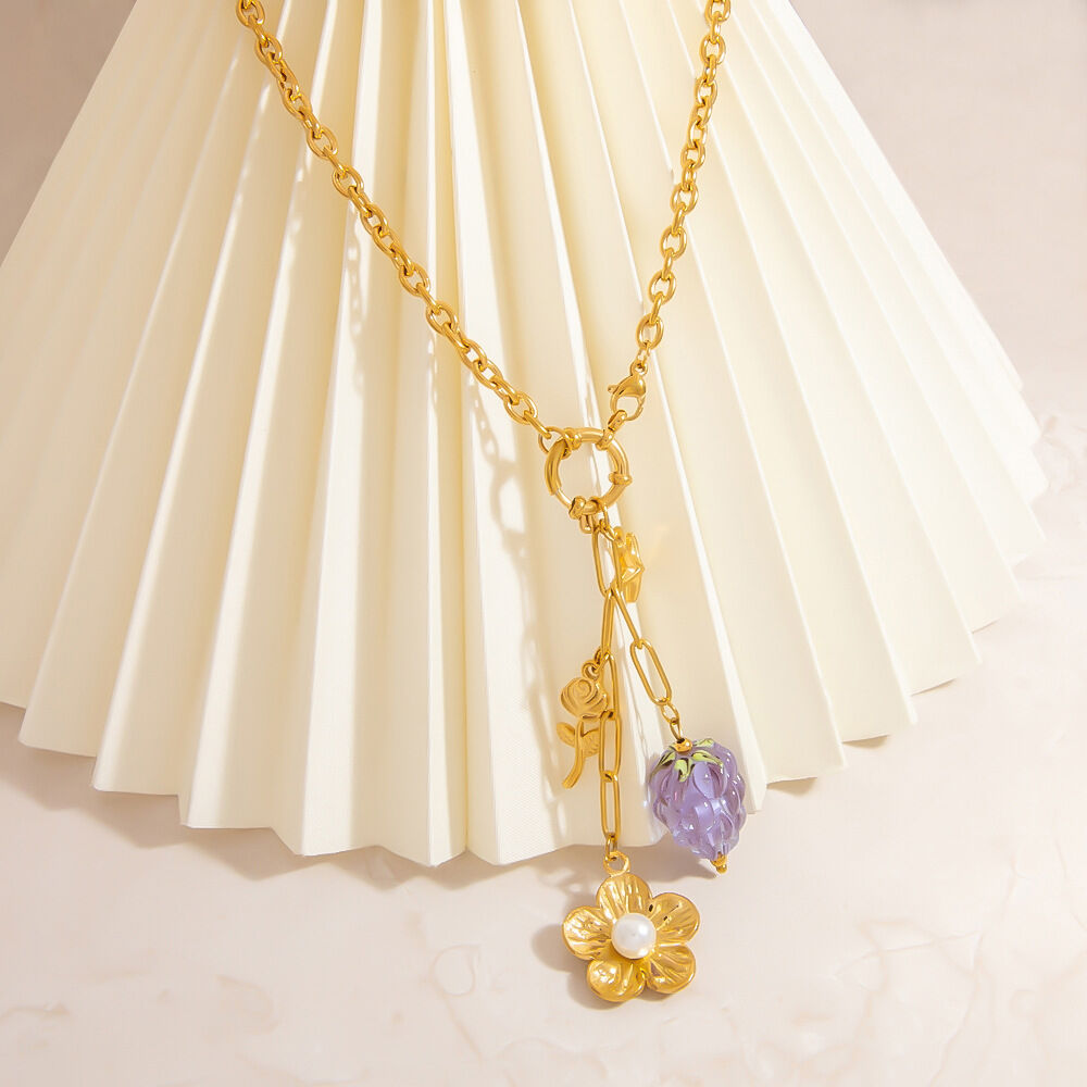 Collana da donna con ciondolo a forma di piccolo fungo h5 Immagine4