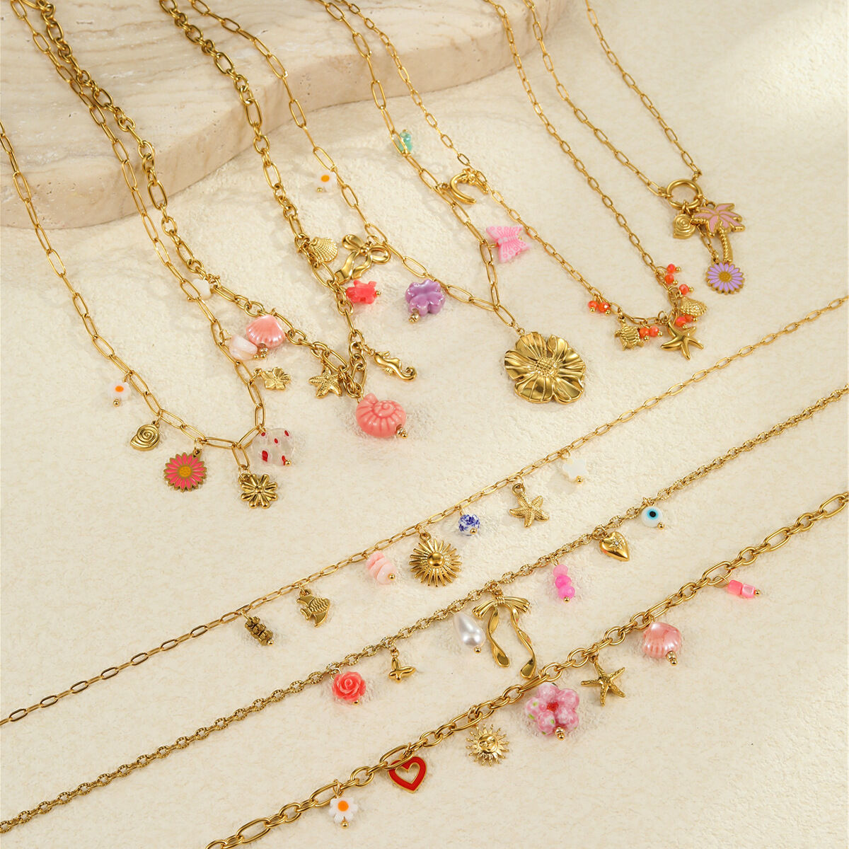 Vacation Turtle Stainless Steel Waterproof   Gold Color Women's Pendant Necklaces 2