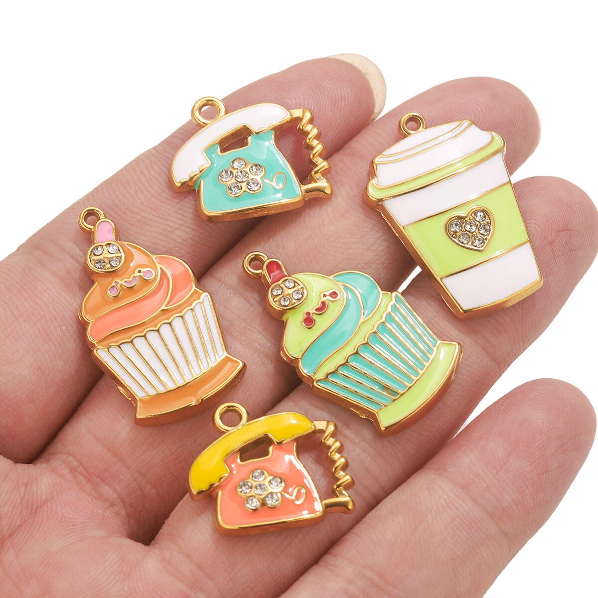 1 Piece Whimsical Cupcake Stainless Steel Waterproof Gold Color Women's Pendants h5 Picture4
