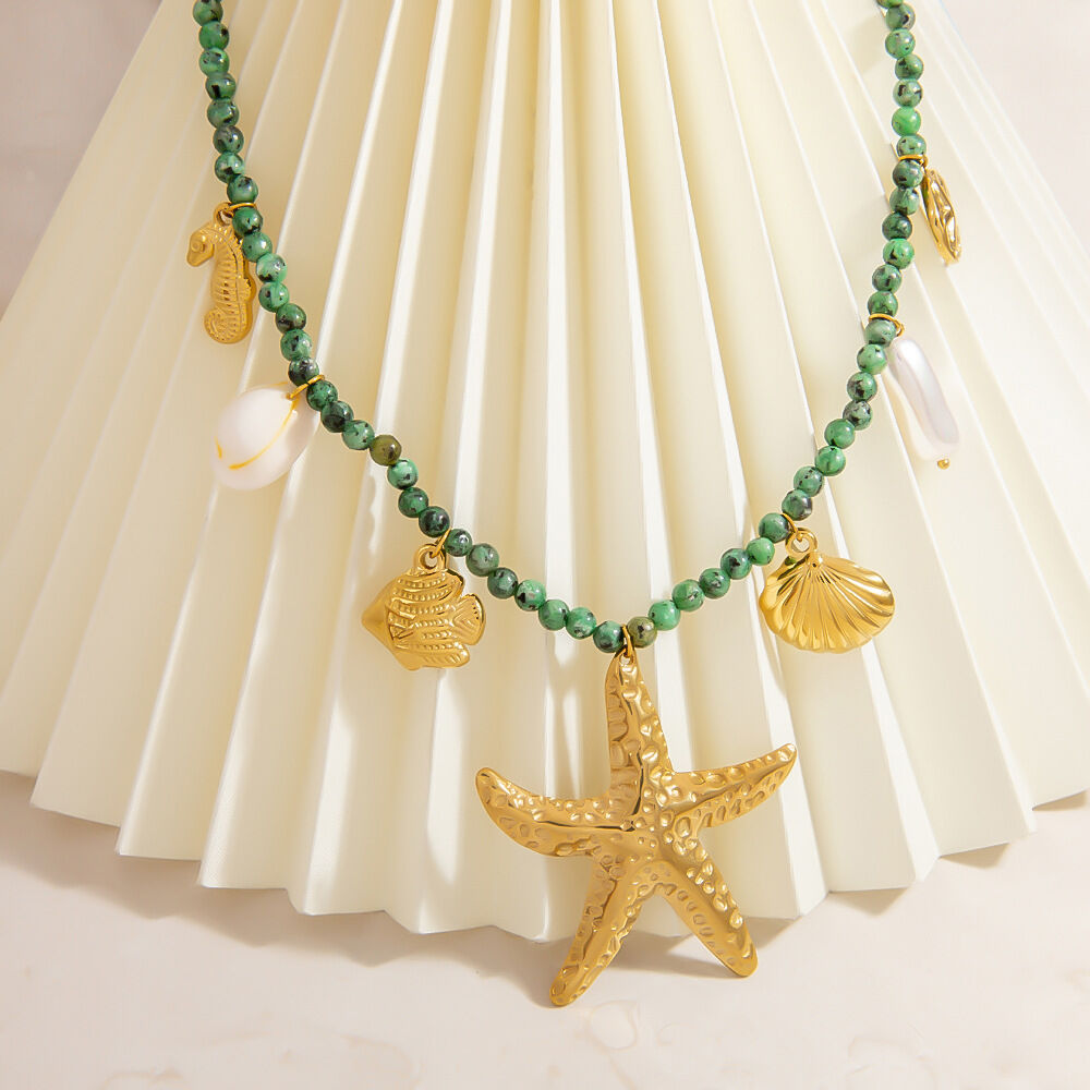 Collane con ciondolo da donna in acciaio inossidabile color oro con tartaruga della serie Vacation Turtle Immagine3