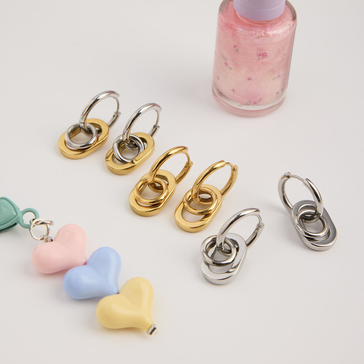 1 Pair Personality Round Stainless Steel Waterproof Gold Color Women's Drop Earrings Picture5