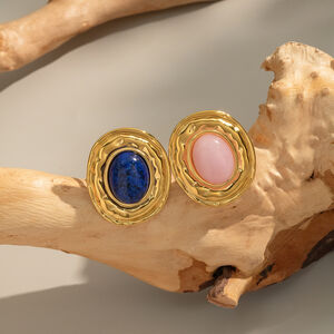 1 Piece Stainless Steel Waterproof Gold Color Natural Stone Ring h5 Picture2