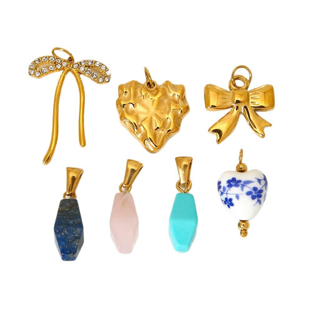 DIY Bow Knot Stainless Steel Waterproof   Gold Color Pendants Picture5