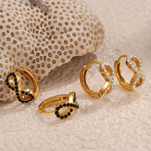 1 Pair Stainless Steel Waterproof Gold Color Crystal Hoop Earrings h5 Picture3