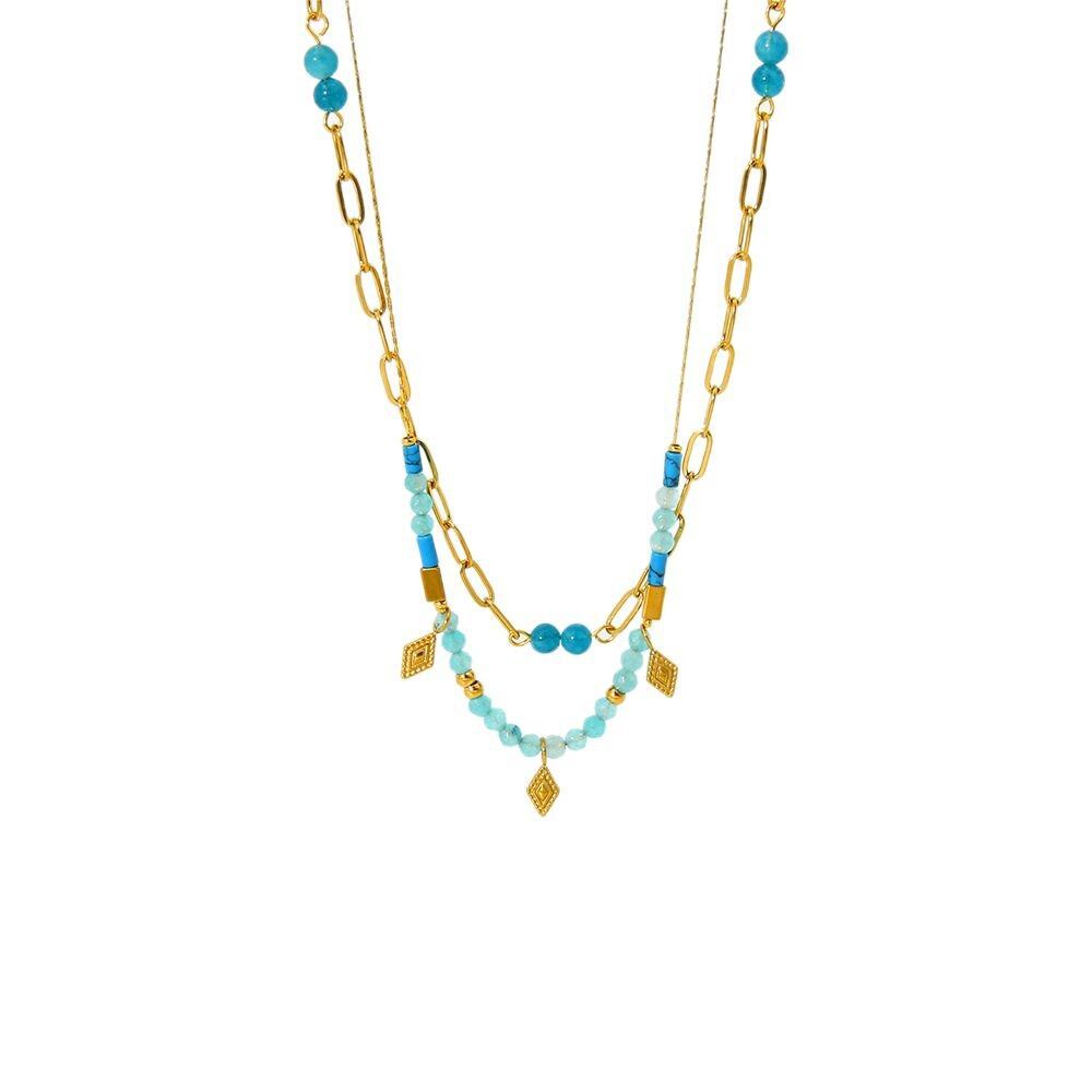 Retro Geometric Stainless Steel Waterproof   Gold Color Women's Layered Necklaces Picture5