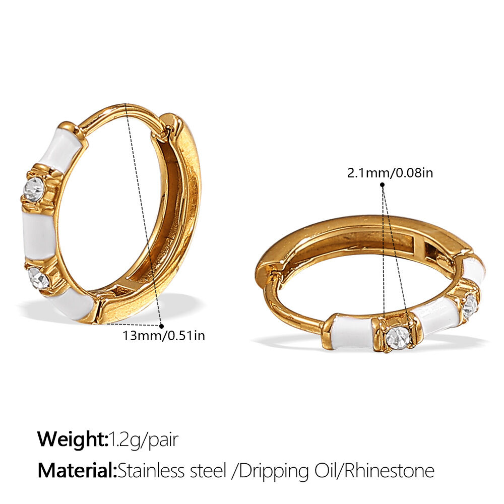Eh1130Weg White Oil Drop Gold Earrings Picture10
