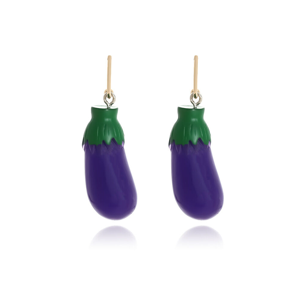 1 Pair Eggplant Resin Drop Earrings