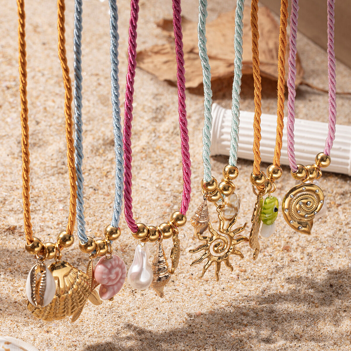 1 Piece Shell Stainless Steel Waterproof Gold Color Braided Necklaces 2