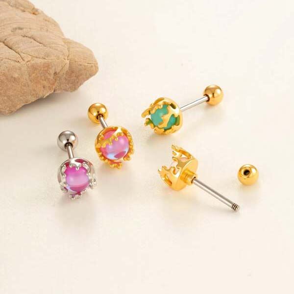 1 Piece Colorful Globular Copper Gold Color Women's Piercings Earrings Picture3
