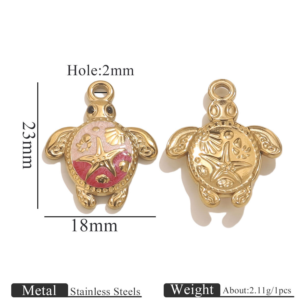 1 Piece Vacation Turtle Stainless Steel Waterproof Gold Color Women's Pendants h5 