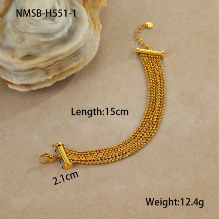 Pulseras de cadena de acero inoxidable para mujer, resistentes al agua, de color dorado