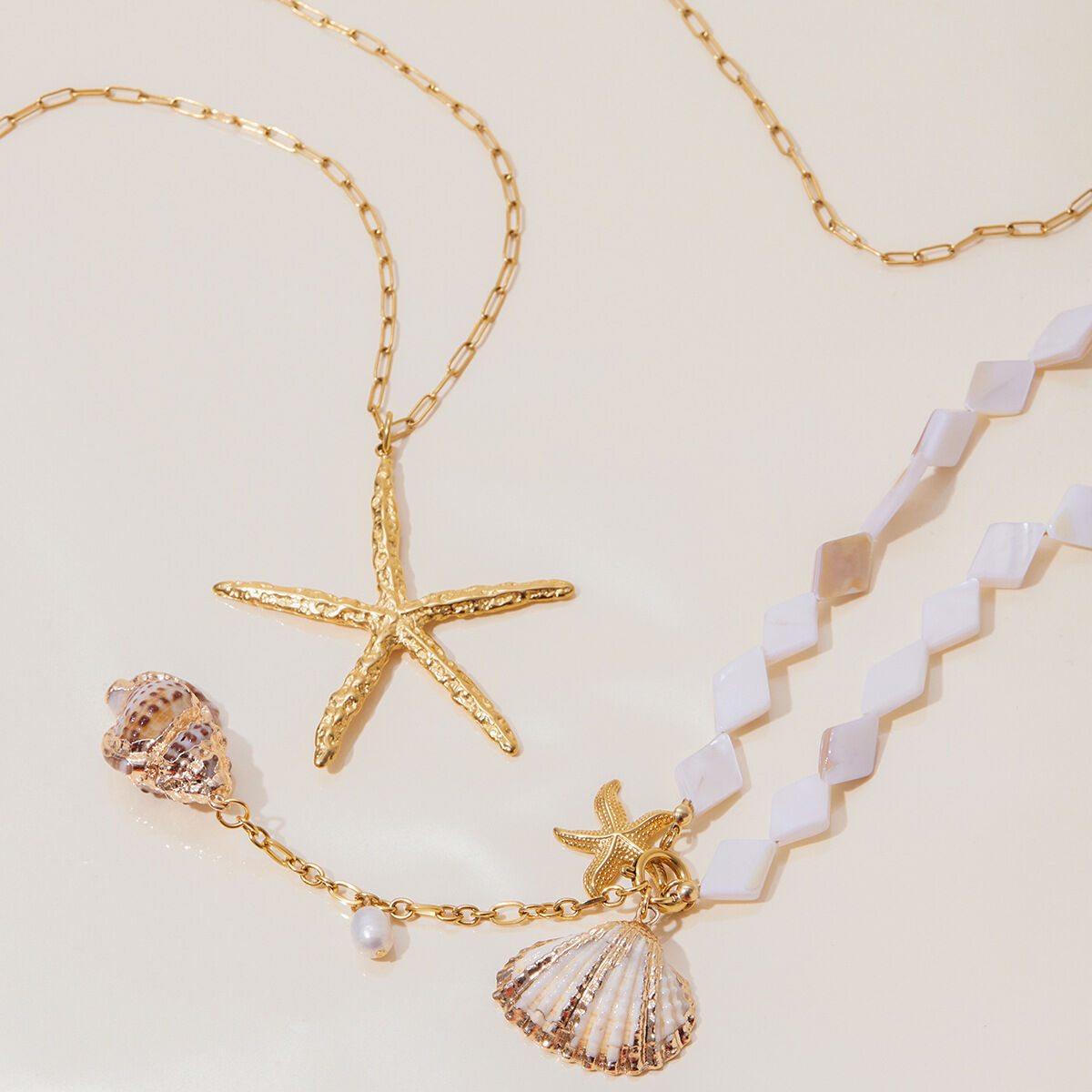 1 Piece Designable Series Vacation Shell Stainless Steel Waterproof Gold Color Women's Pendant Necklaces h5Picture8