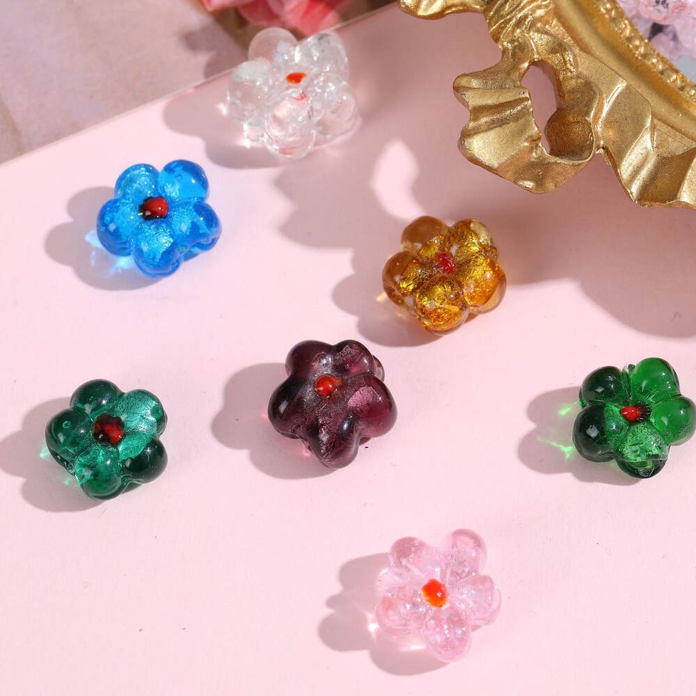 1 Piece Simple Series Sweet Flower Glass Jewelry Beads Picture4