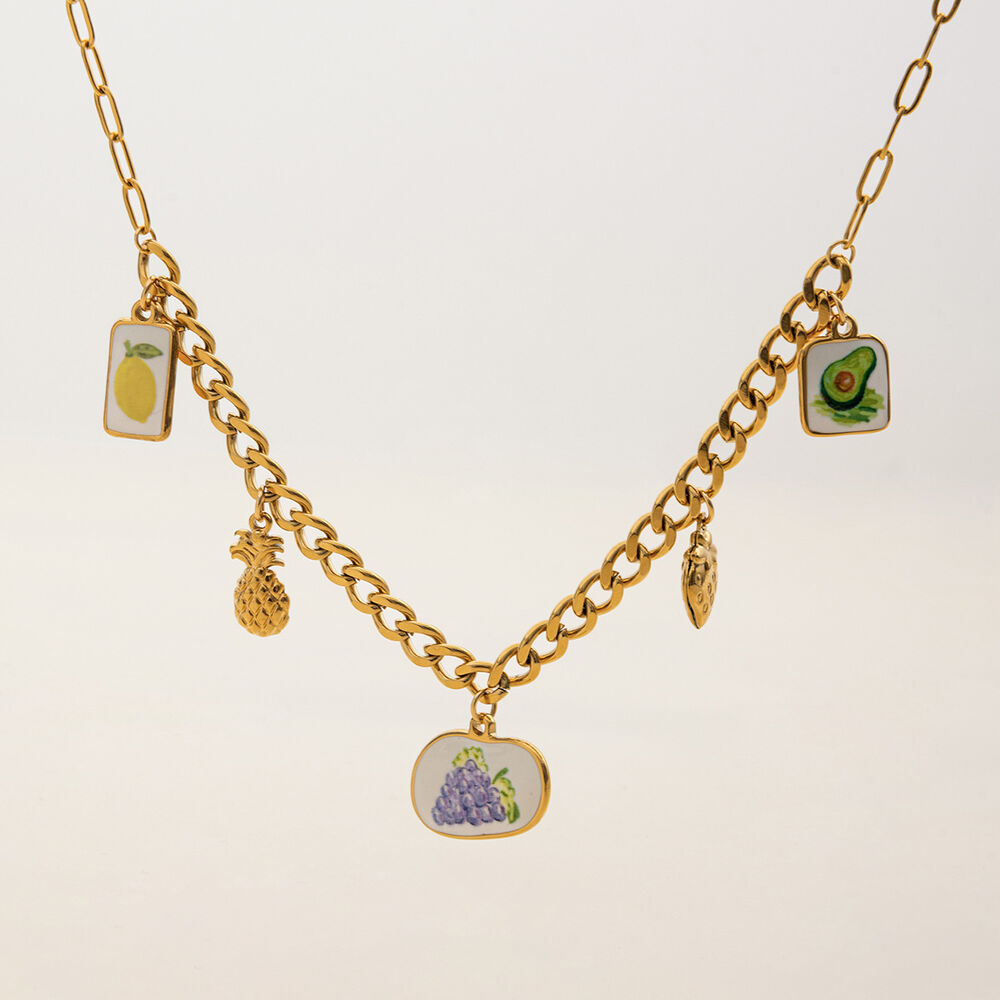 1 Piece Romantic Fruits Stainless Steel Waterproof Gold Color Women's Pendant Necklaces h5Picture5