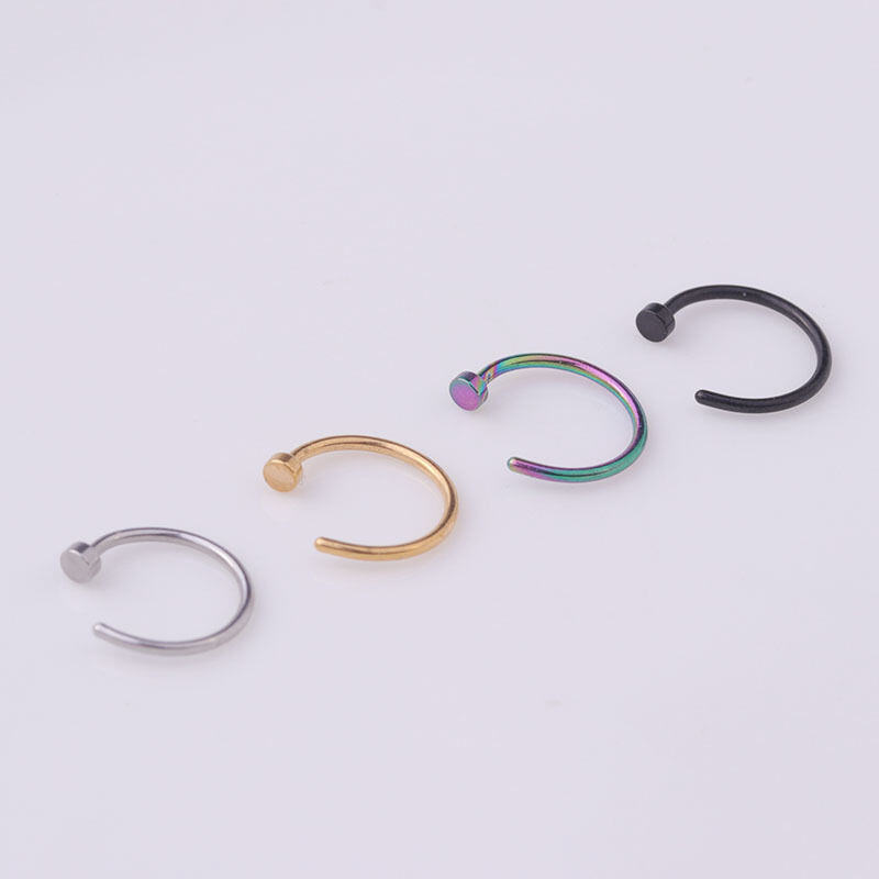 1 Stück Simple Series Schlichter geometrischer Nasenstecker aus wasserdichtem Edelstahl in Goldfarbe für Damen. h5Bild5