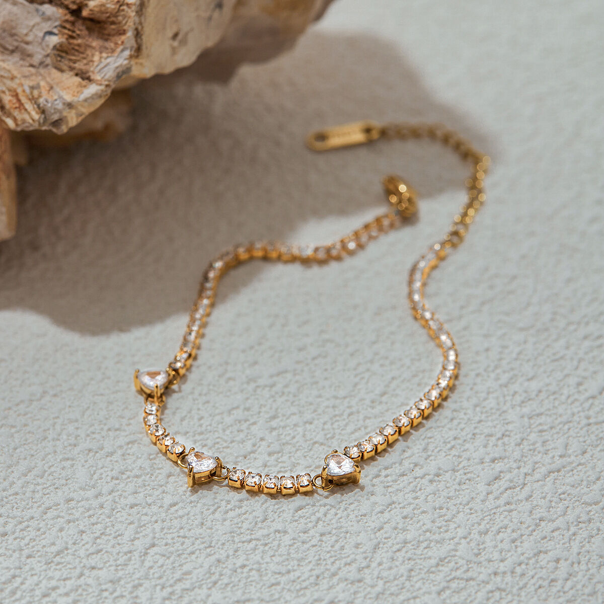 1 Piece Romantic Heart Stainless Steel Waterproof Gold Color Women's Chain Bracelets h5 Picture7