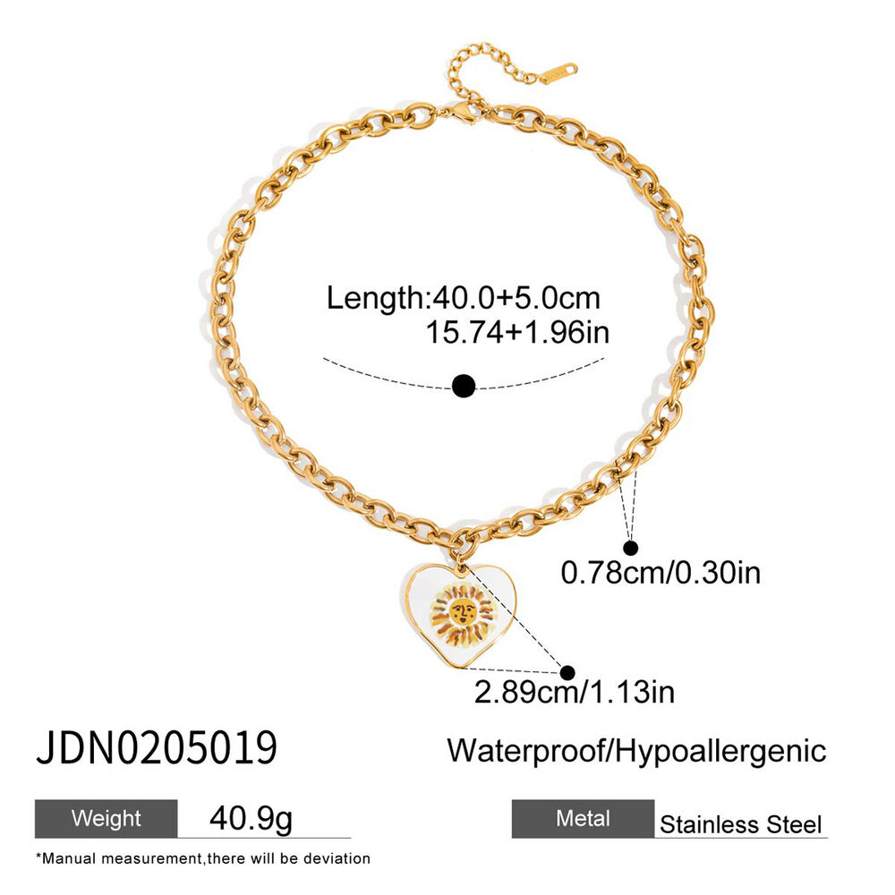 1 Piece Classic Series Paint Sun Stainless Steel Waterproof Gold Color Women's Pendant Necklaces h5Picture2