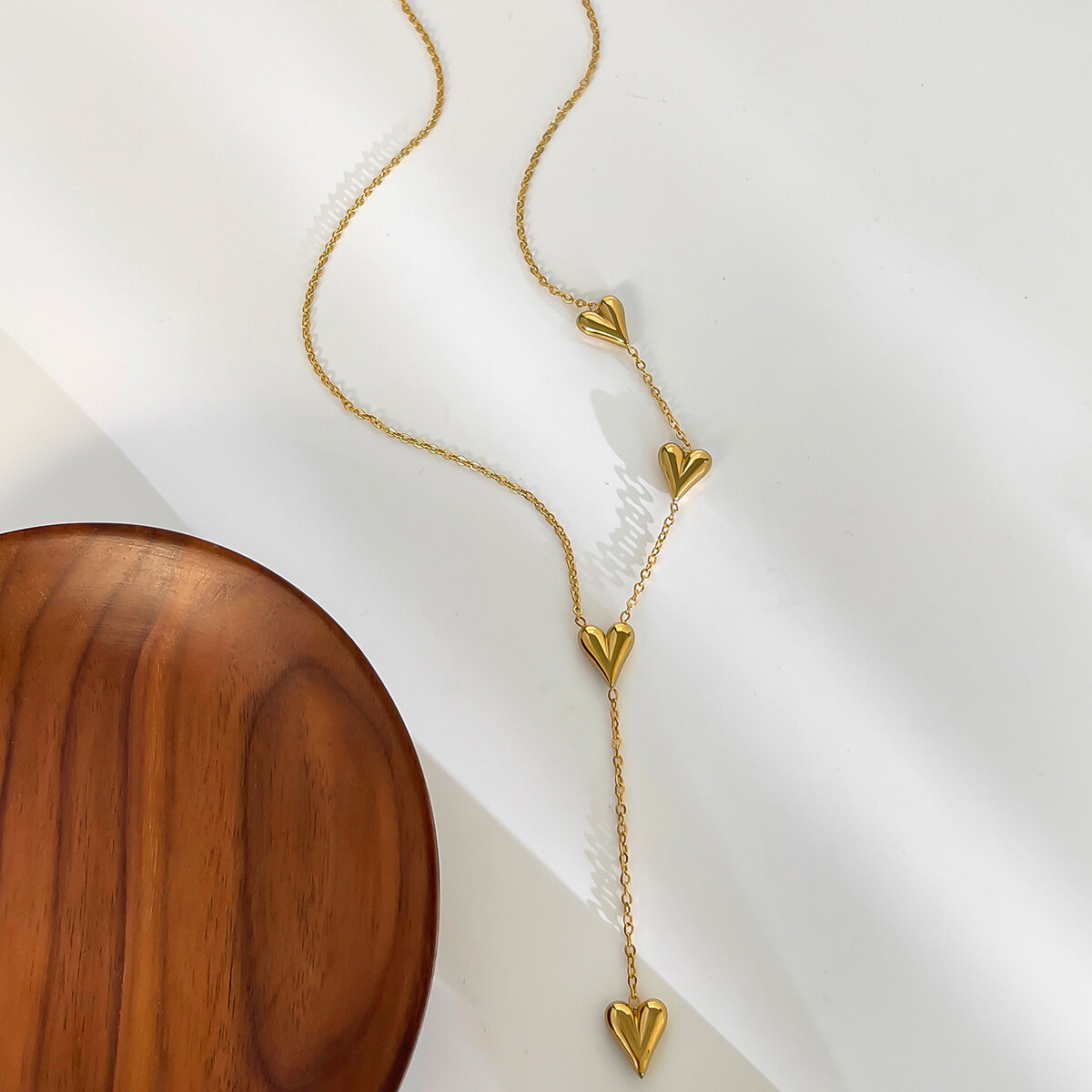Collana con ciondolo a forma di cuore in acciaio inossidabile impermeabile color oro da 1 pezzo h5 Immagine4