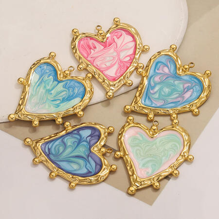 1 Piece Romantic Series DIY Heart Stainless Steel Waterproof Women's Pendants