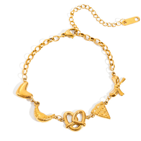 1 Piece Food Shape Stainless Steel Waterproof Gold Color Women's Charm Bracelets